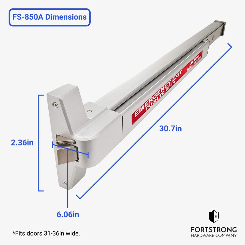 FORTSTRONG Commercial Door Push Bar Panic Exit Device with Alarm - Panic Bars for exit Doors - Loud Warning Strike Bar with Warning Stickers - FS-850A Instructions Included - Image 3